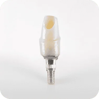 Dental implant abutment with healing cap for dental restoration and implant stability.